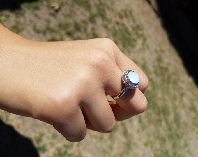 Sterling Silver Ring with Blue Swarovski