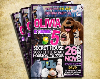 The Secret Life Of Pets Invitation - The Secret Life Of Pets Chalkboard Birthday Party Invite - Printable And Digital File