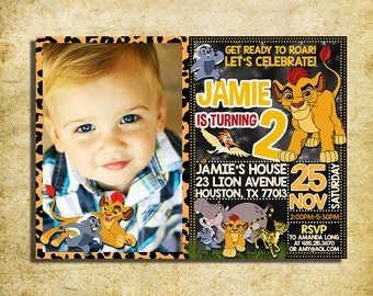 Lion Guard Invitation - Lion Guard Chalkboard Birthday Party Invite With Photo - Printable And Digital File