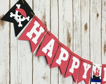 Pirate Birthday Banner, Pirate Theme, Pirate Party, Pirate Banner, Photo Prop, Happy Birthday Banner, First Birthday,
