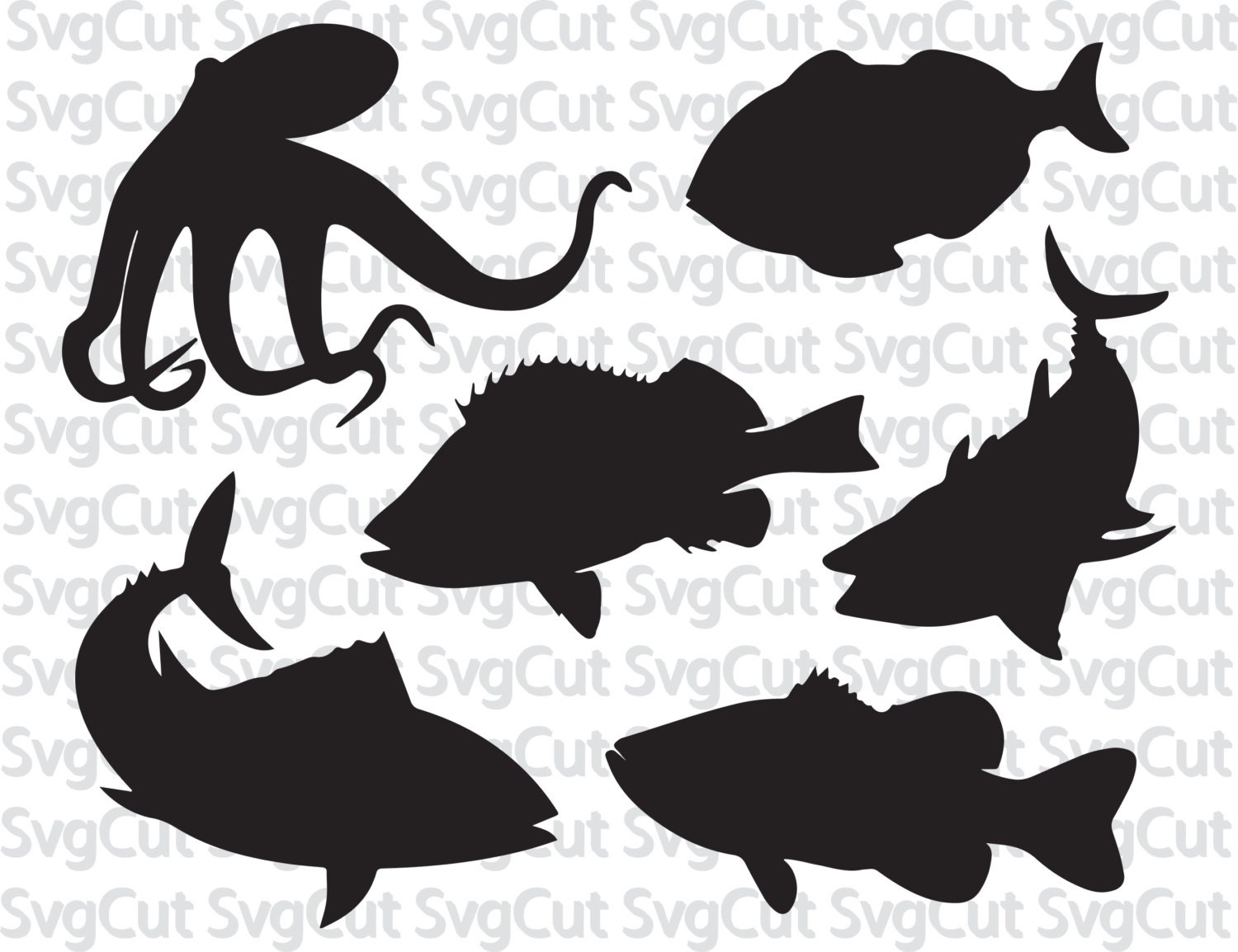 Download Fish Ocean SVG Monogram Frames Cut Files - SVG DXF ...