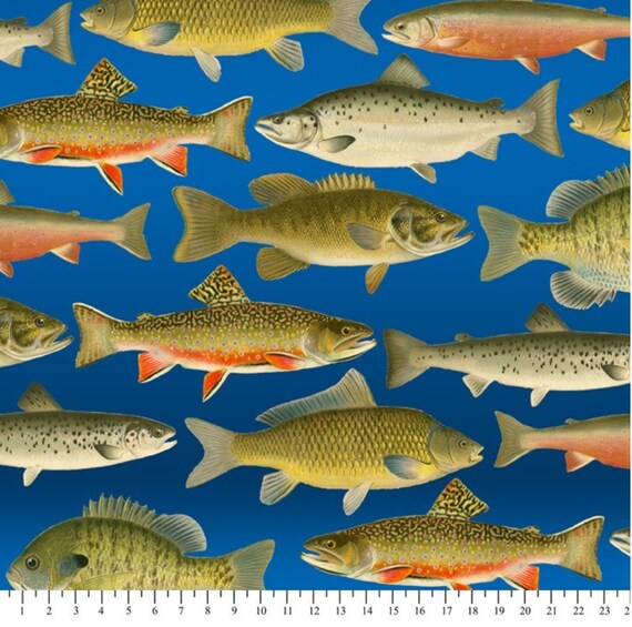 Items similar to Fish AntiPill Fleece Fabric by the yard /David