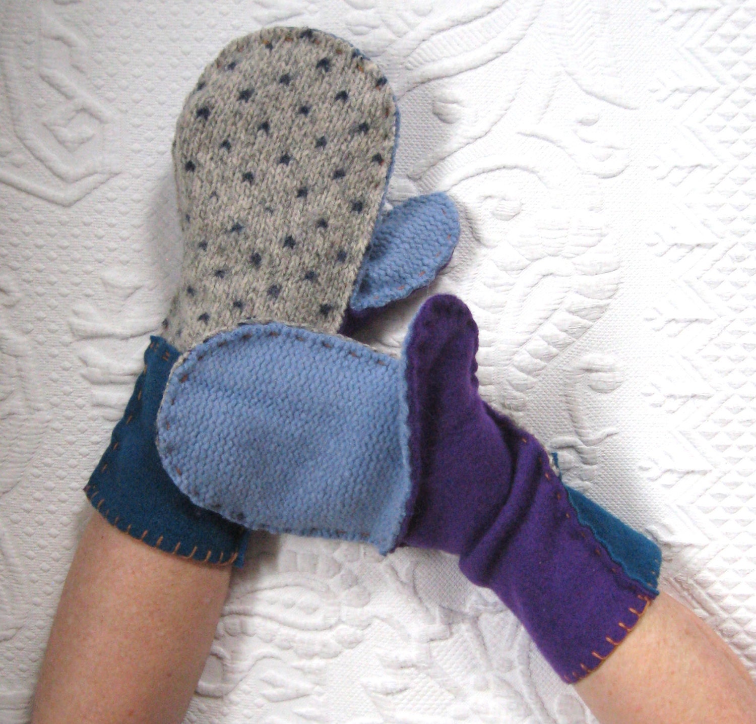 Felted Mittens . Wool Mittens . made from reclaimed Sweaters