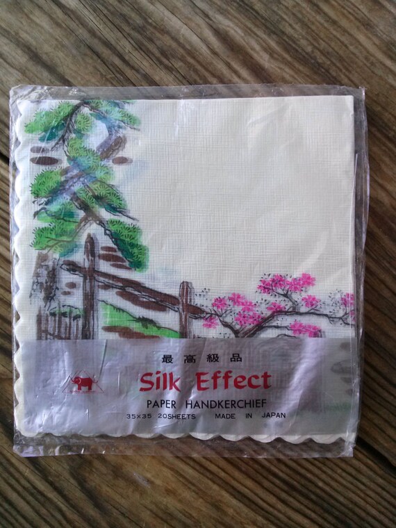 Vintage 1960s Napkins Rice Paper Japanese Garden Scenery