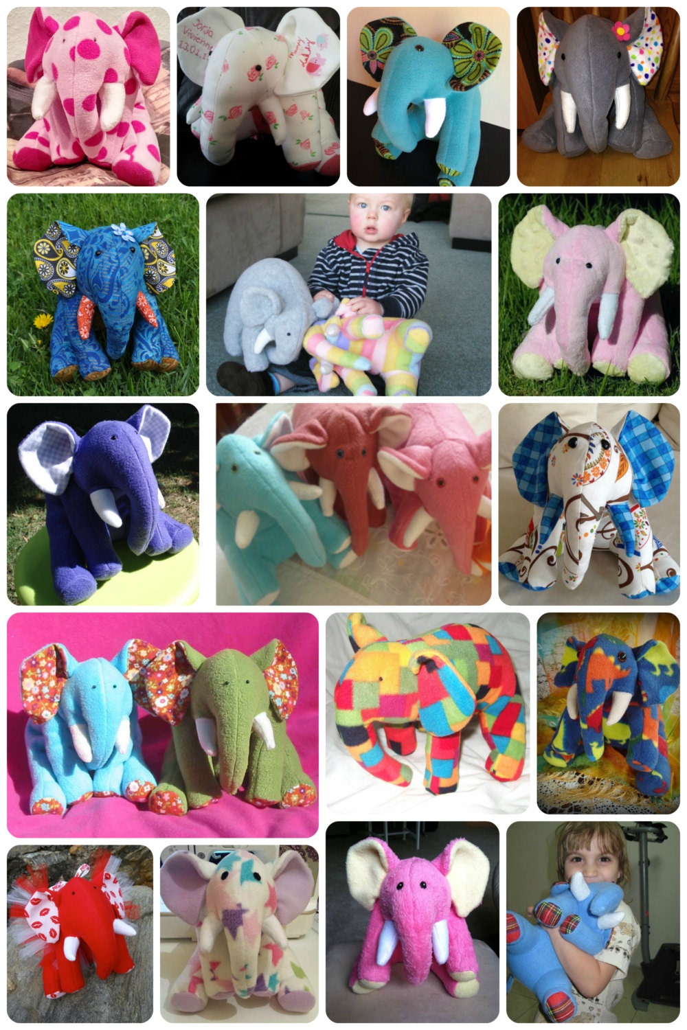 sewing pattern for elephant soft toy