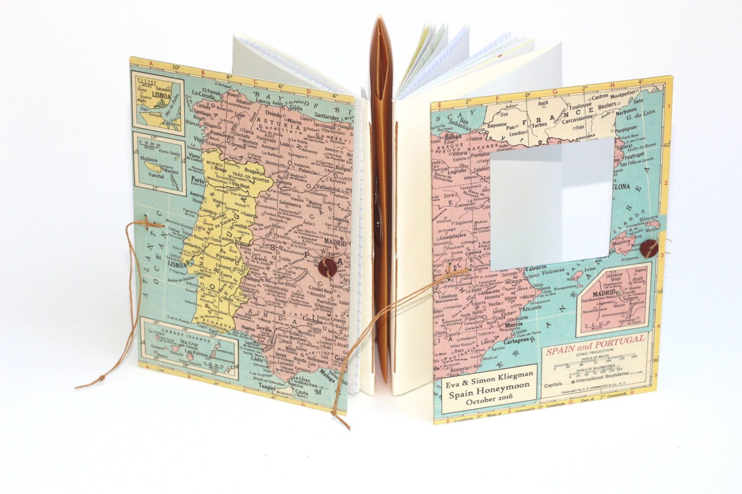 Spain Travel Journal Notebook with Pockets and Envelopes