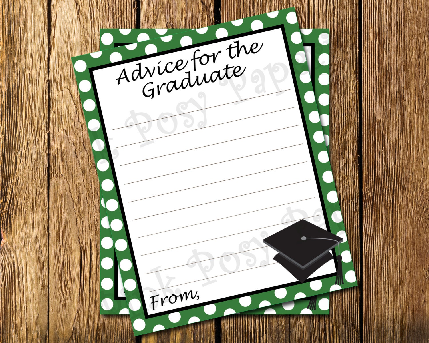 printable green graduate advice cards instant download
