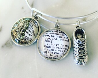 Chicago Marathon Bracelet - Chicago Marathon Jewelry - Marathon Bracelet - Bracelet for Runner - Charm Bracelet - Half Marathon Bracelet