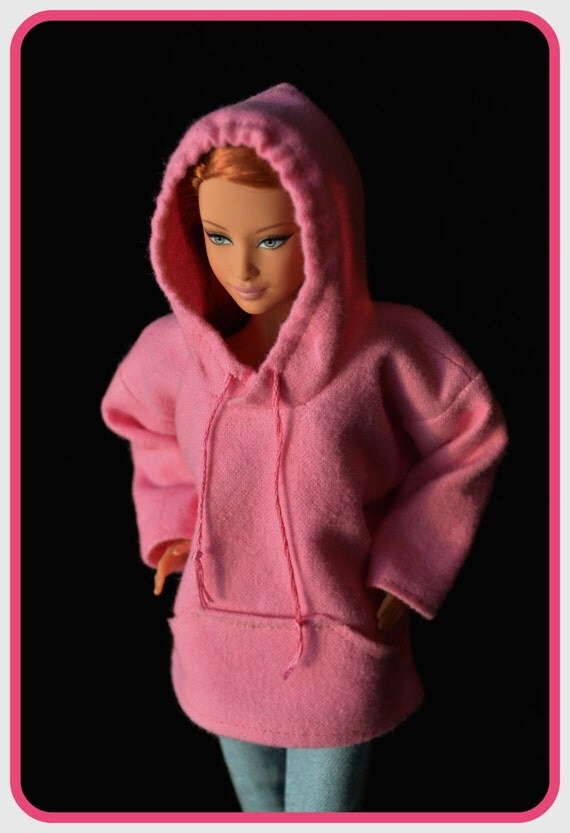 Barbie Hoodie Pink Flannel Made to Order Barbie Clothes Curvy