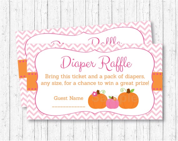 Cute Pink Pumpkin Diaper Raffle Tickets / Pumpkin Baby Shower / Fall ...