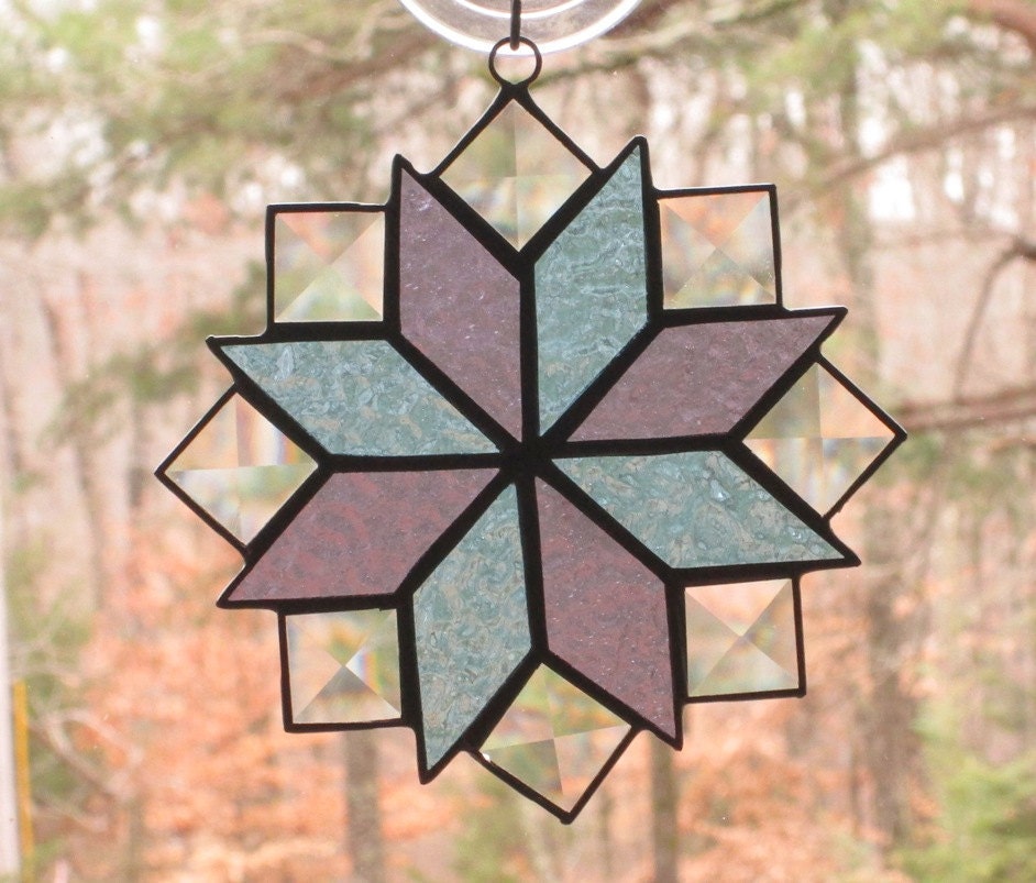 Stained Glass Suncatcher Quilt Pattern 8 Point Star in Lilac