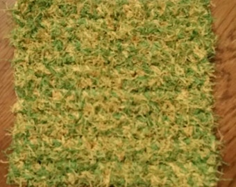 Crochet Square Scrubby in Green and Yellow
