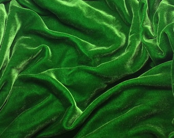 KELLY GREEN Silk Velvet Fabric - fat 1/4