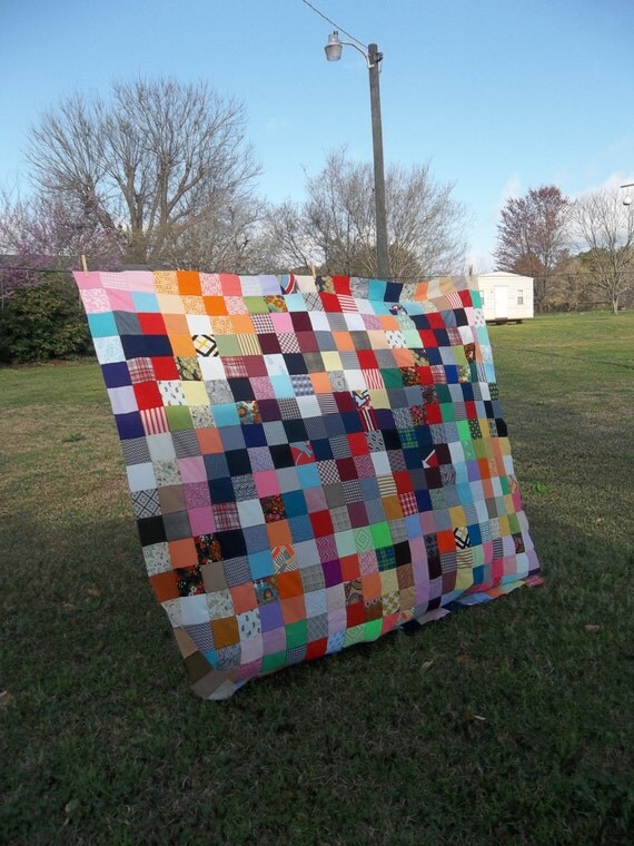 Vintage Quilt Top Farmhouse Bedding Primitive Bedspread Folk