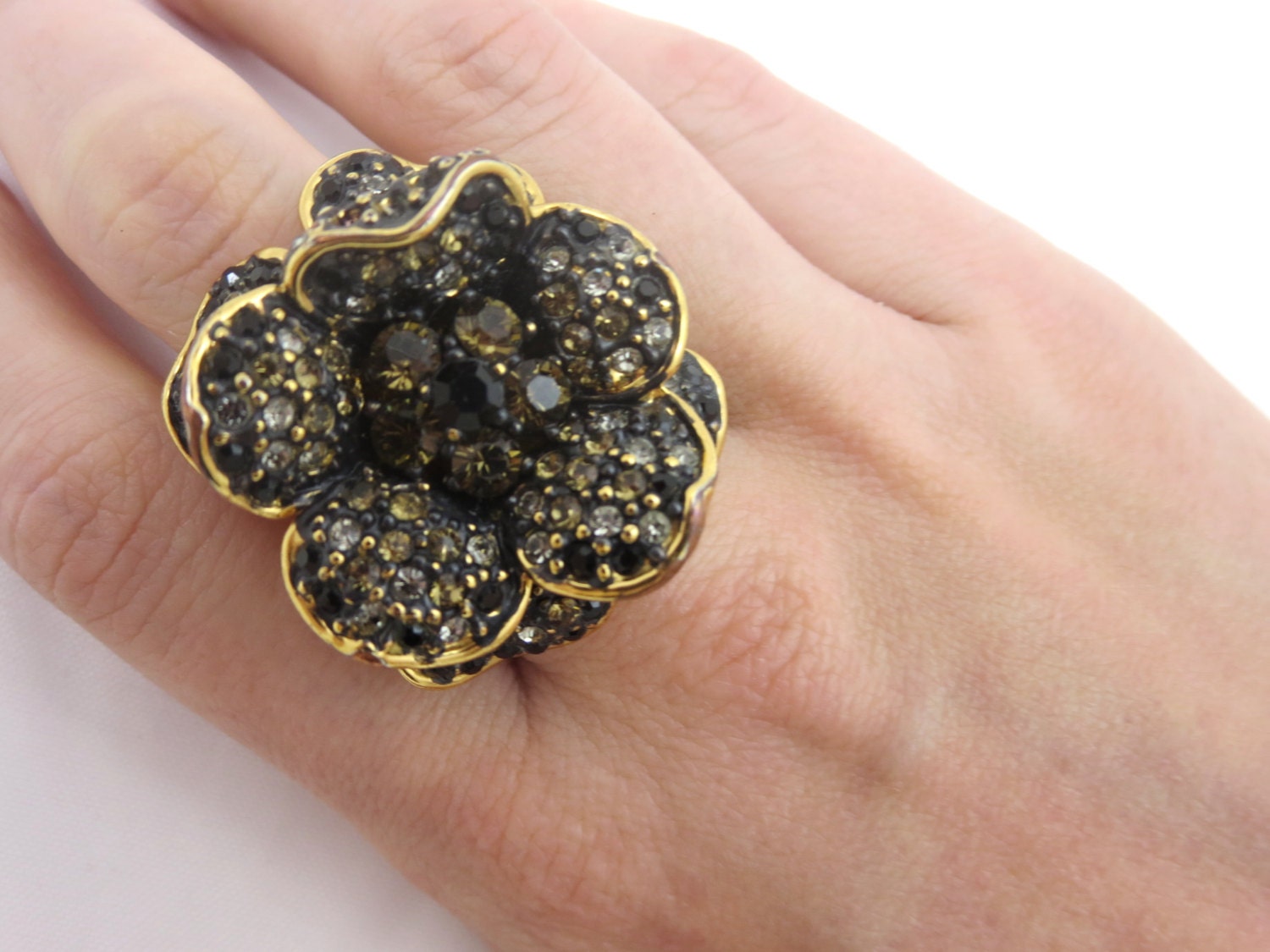Joan Rivers Jewelry Rhinestone Flower Ring Statement