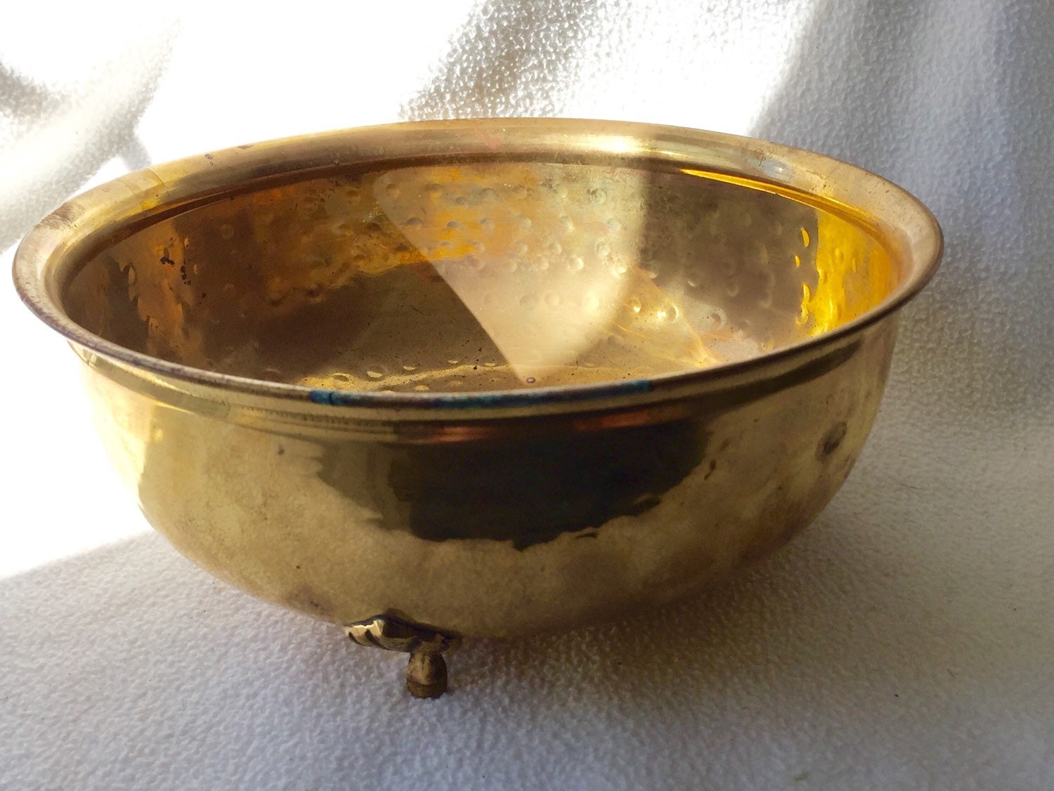 Hammered Brass Bowl Boho Vintage Solid Brass by StudioVintage
