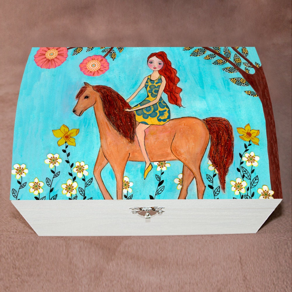 Horse Jewelry Box Girl & Horse Trinket Box Horse Gift by Sascalia