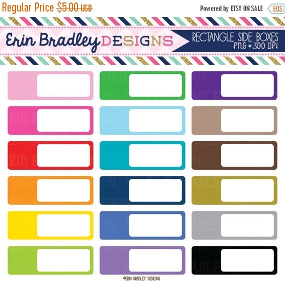 60% OFF SALE Rectangle Side Boxes Clipart by ErinBradleyDesigns