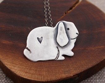 Lop Eared Bunny Necklace, Sterling Silver