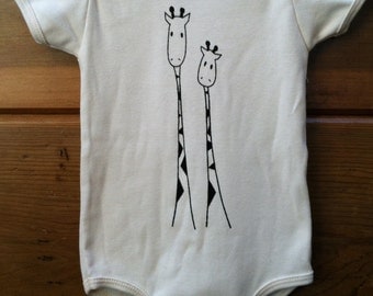 Organic Cotton Bodysuit Natural Mom and Baby Giraffe Sizes 3 months through 24 Months
