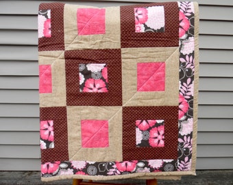 Baby Girl Quilt - Baby Girl Nursery Bedding - Modern Baby Quilt - Crib Quilt - Pink Baby Blanket - Pink Crib Bedding - Homemade Baby Quilt