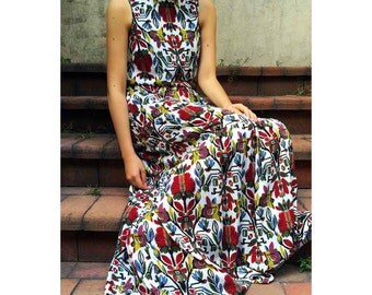 Boho floral prints maxi dress resort dress