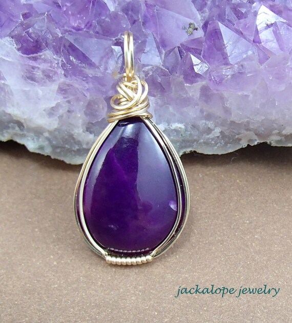 Wire wrapped SUGILITE pendant sugilite and gold wire wrapped