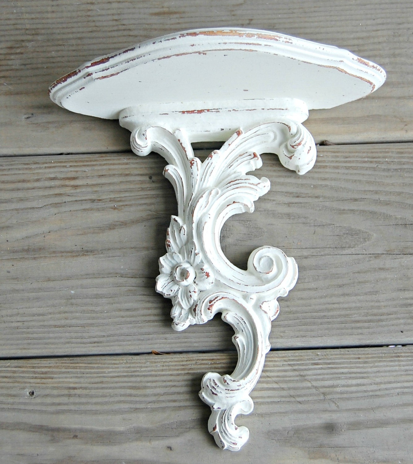 White Wood Wall Sconce / Distressed Paint / Shabby Cottage on White Wooden Wall Sconces id=70329