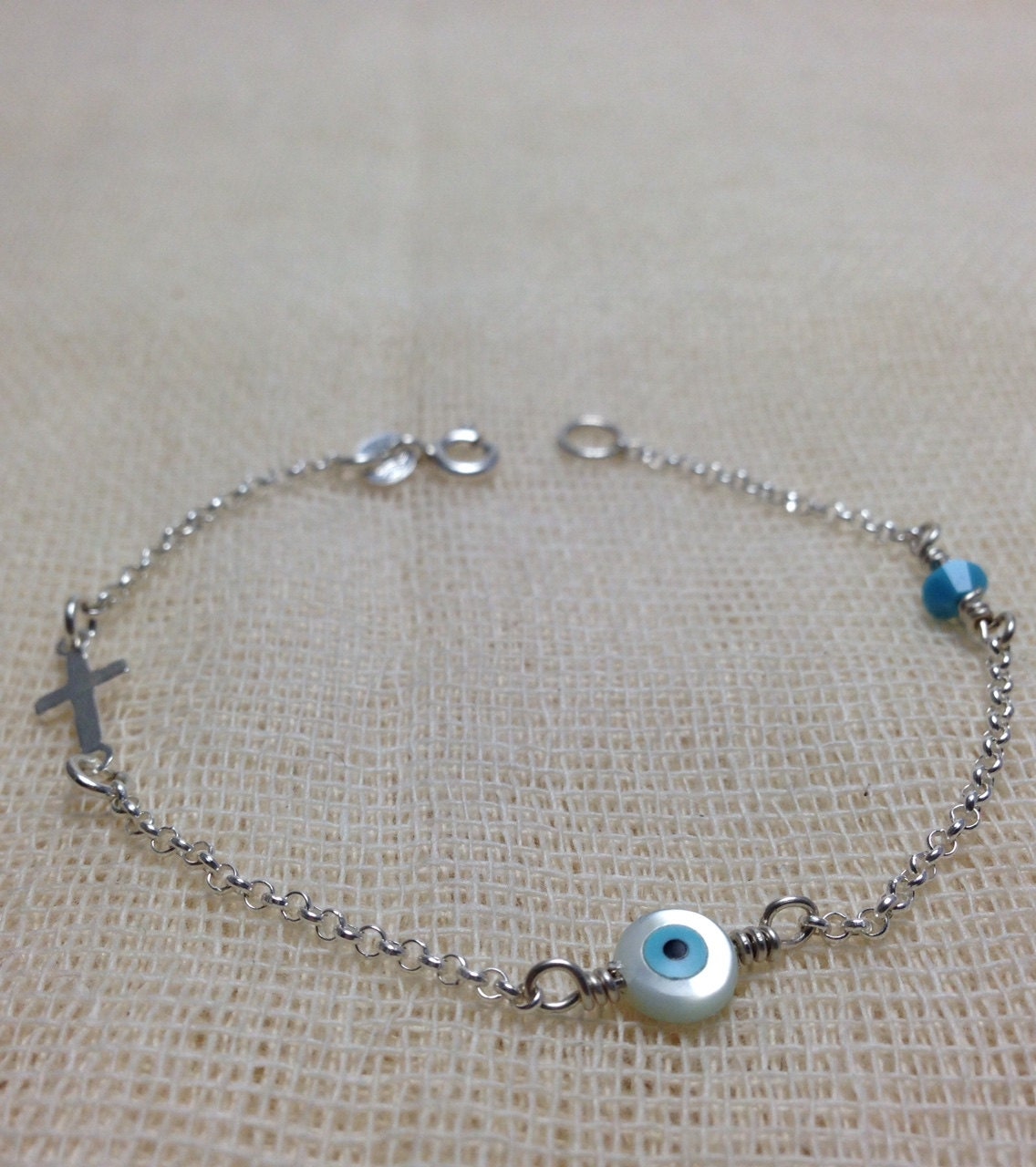 Baby kid evil eye bracelet in 925 sterling silver protection