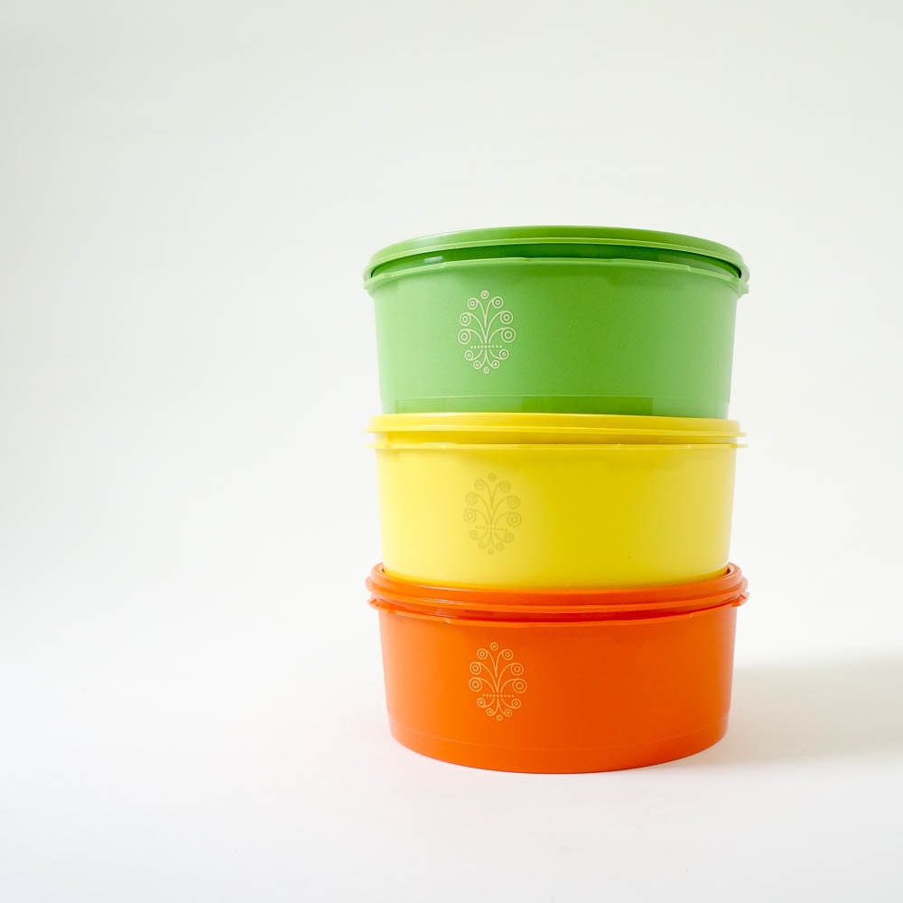 Vintage 1970s Tupperware Stacking Canister Set of 3 NOS