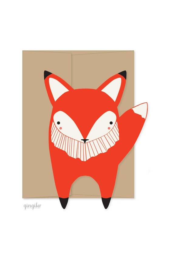 Fox Die Cut Flat Notecard