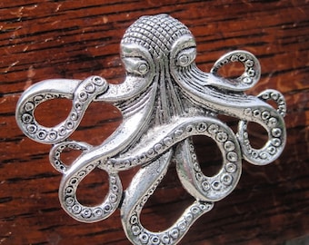 Octopus Drawer knobs - Cabinet Knobs - Furniture Knobs in Silver Metal (MK103)