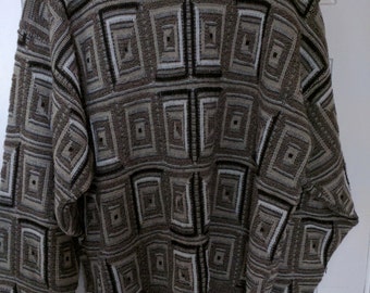 oversize brown geometric sweater jumper XXL slouchy knit men boho normcore grunge Jantzen big and tall
