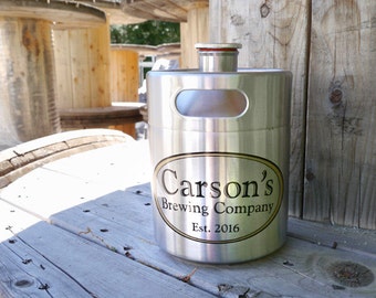 Custom Mini Beer Keg - 64 oz Stainless Steel Mini-Keg, Personal Beer Keg, Portable Beer Keg - Gift for Beer Geek, Gift for Him, Beer Gifts