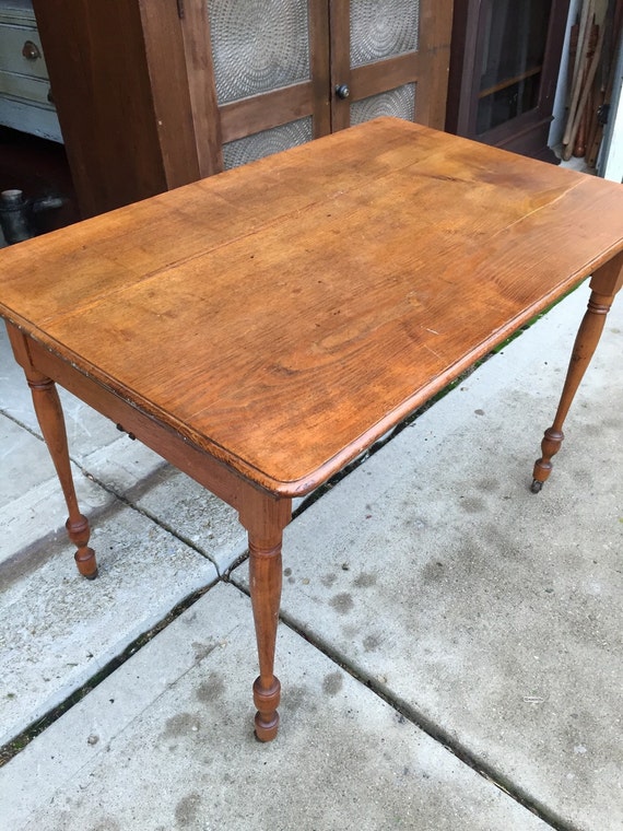 Antique Lap Board Sewing Table 1876 Oak With Wheels 24d36w25h