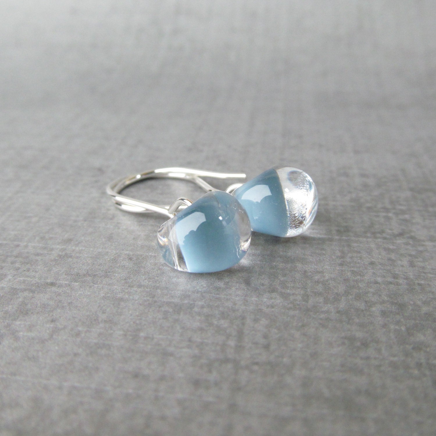 Baby Blue Small Dangle Earrings Lampwork Glass Blue Earrings