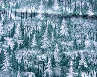 Snowy Pine Tree fabric, Moda Traditions, Sentimental Studios , rare, OOP, by the yard, Ivory green fabric, Christmas holiday fabric