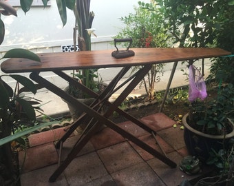 WOOD Ironing Board Substantial Solid Heavy Duty Great for Display or Use c1920 Antique
