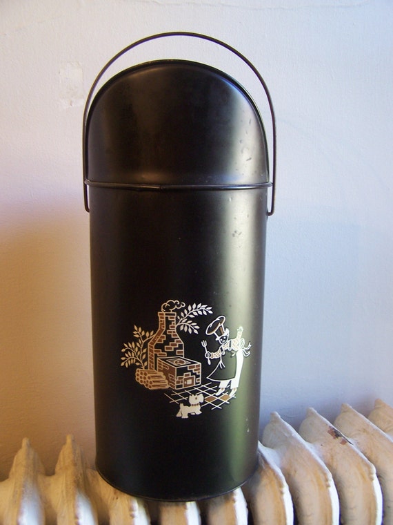 Vintage Metal Toleware Fireplace Ash Can Colonial Decor