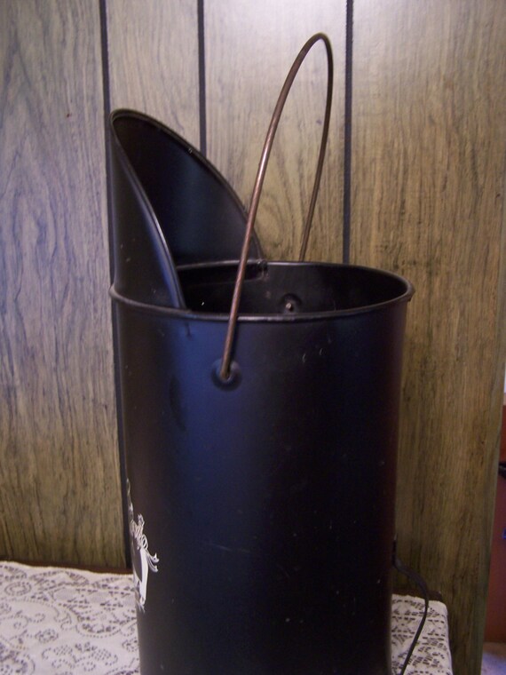 Vintage Metal Toleware Fireplace Ash Can Colonial Decor