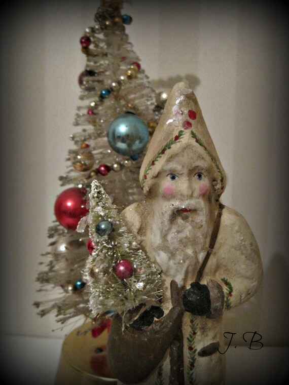 Santa Claus Belsnickel papier mache figurine folk by Joannabolton