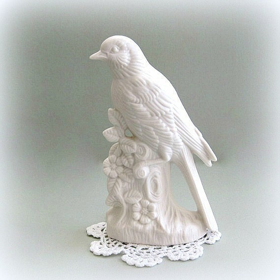 ceramic white bird figurine