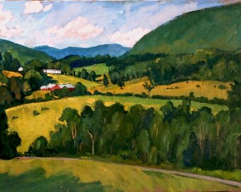 Summer Hillside, Berkshires. 18x24 Realist Oil on Canvas, American Impressionist Plein Air Landscape Painting, Signed Original Fine Art