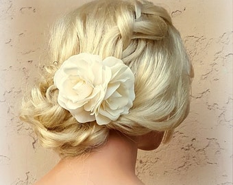 Ivory Flower Hair Clip, Ivory Fascinator, Gardenias, Wedding Fascinator, Bridal Hair Clip, Flower Fascinator, Gardenia Flower Hair Clip