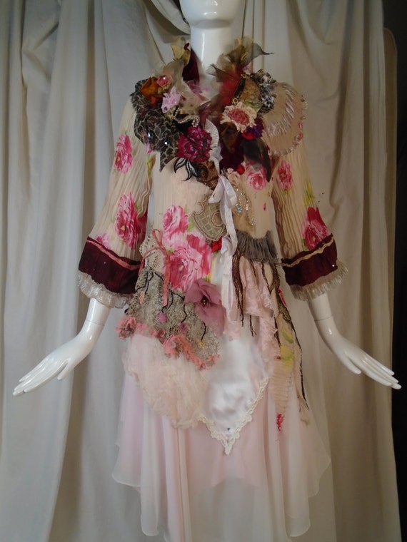 Items similar to Tawny Rose Jacket Art to Wear Cinderella Hippie Boho ...