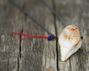 Bird - pit fired ceramic necklace - raised from ashes