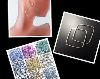 Square Niobium Hoops. Niobium Dangle. Small Niobium Earrings. Grey Niobium. Hypoallergenic. Niobium Sleeper No.00E148