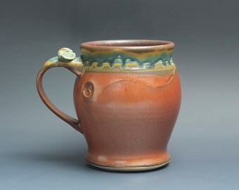 Pottery beer mug, ceramic mug, extra large stoneware stein, iron red 24 oz 3496