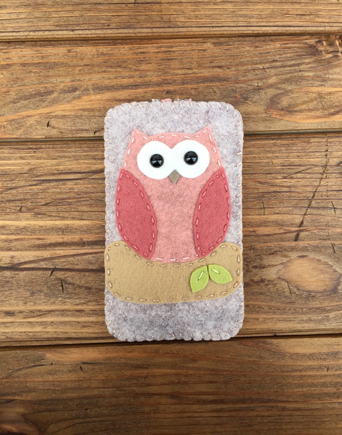 wool felt pink and brown owl cell phone case iphone 7