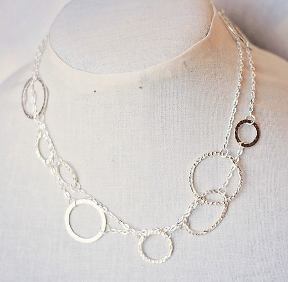 Handmade Long Silver Necklace Silver Chain Necklace Silver